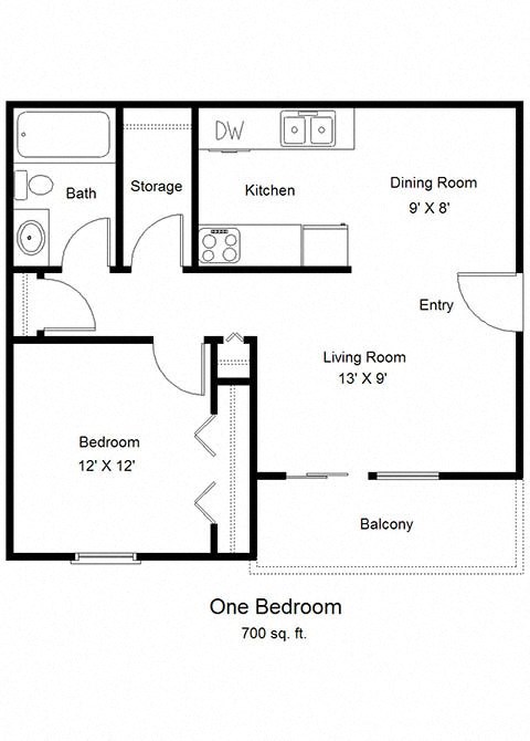 1 Bedroom Floor Plan